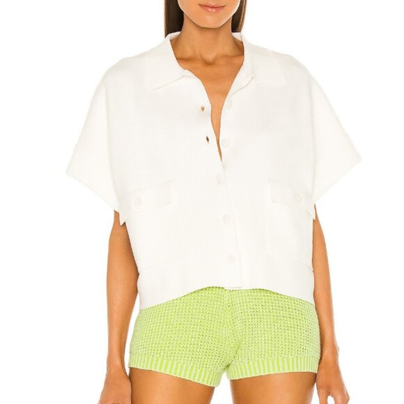 Revolve Line + Dot Emma Collared Pocket Sweater Top Size Small - Picture 1 of 7